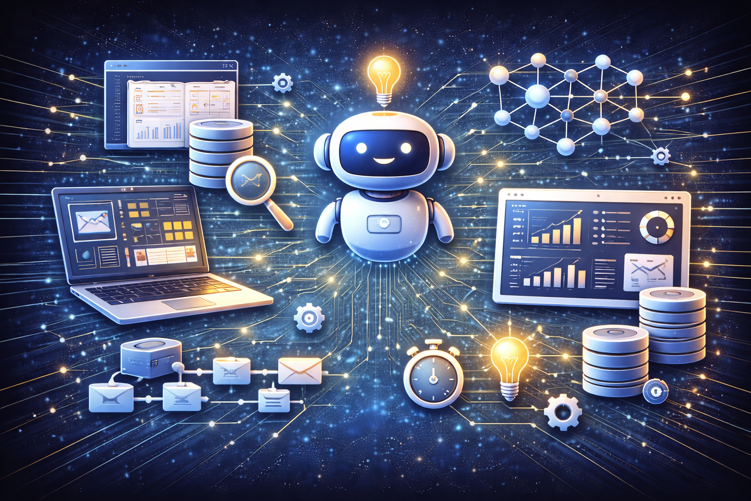 Curso de Análisis de Datos con IA. Imagen tecnológica para curso de análisis de datos con IA, inteligencia artificial, visualización de datos, dashboards, machine learning, automatización, BI