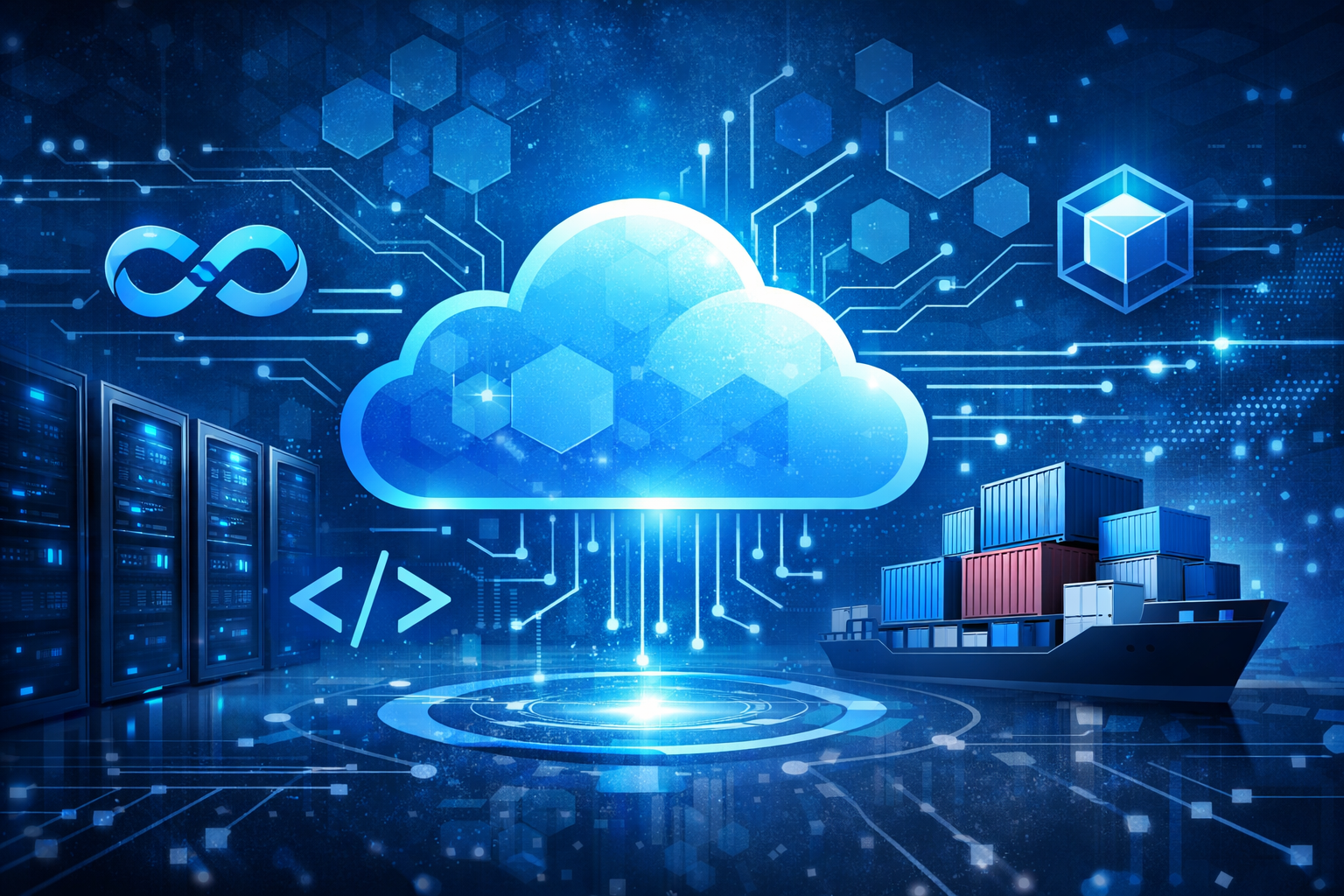 Imagen de portada del curso de desarrollo de soluciones en Microsoft Azure, cloud computing, DevOps, contenedores, arquitectura cloud, servicios Azure