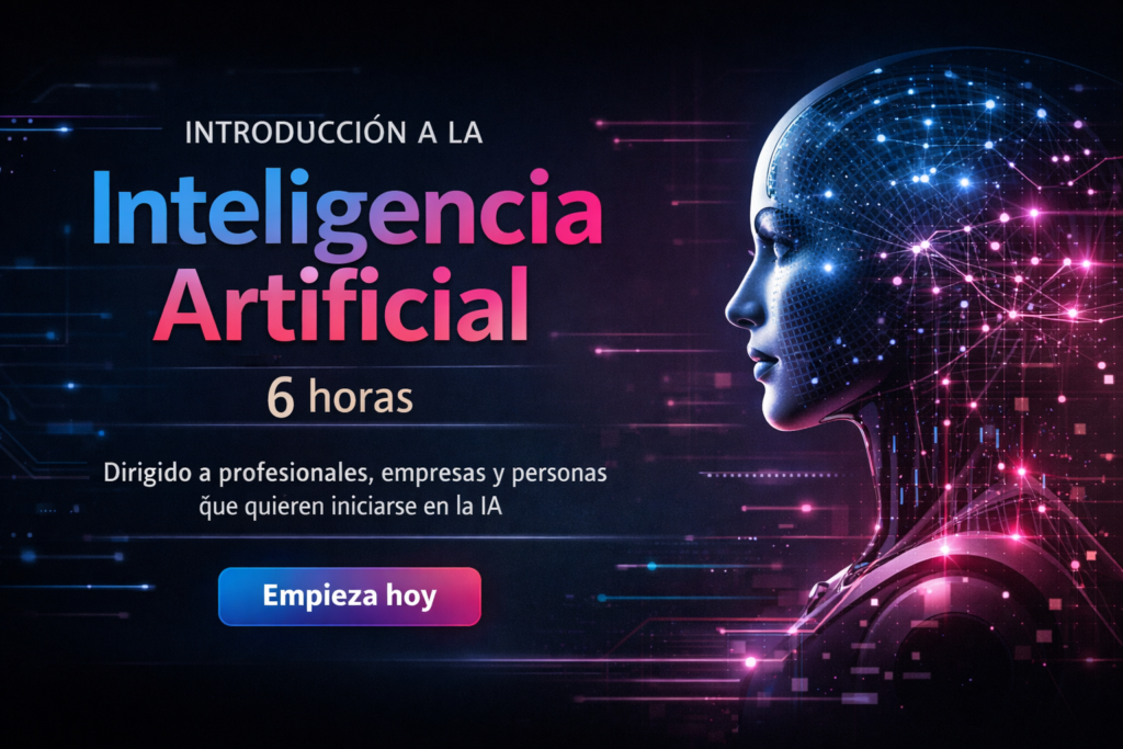 Portada del curso Introducción a la Inteligencia Artificial de DatIACode, formación de 6 horas dirigida a profesionales, empresas y personas que quieren iniciarse en la IA.